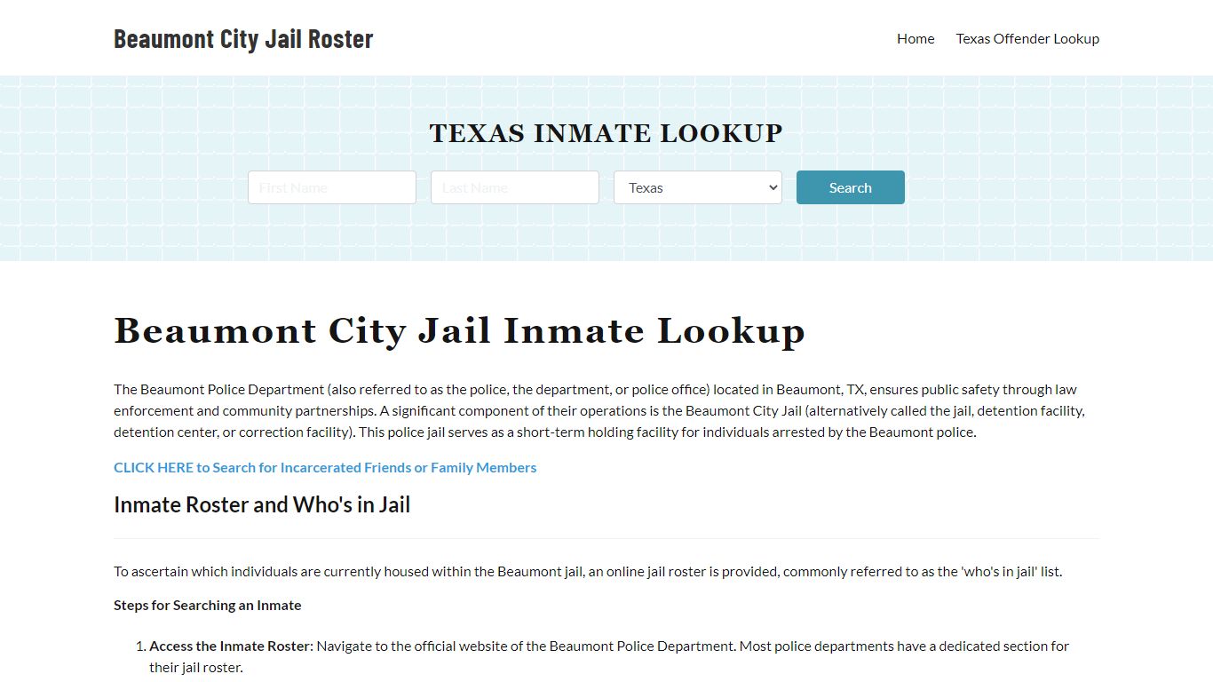 Inmate Search Beaumont Texas